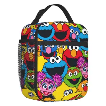 Изолированная сумка для ланча Sesame Street Cookie Monster для женщин, Герметичный Ланч-бокс с термоохлаждением Happy Elmo, для детей школьного возраста