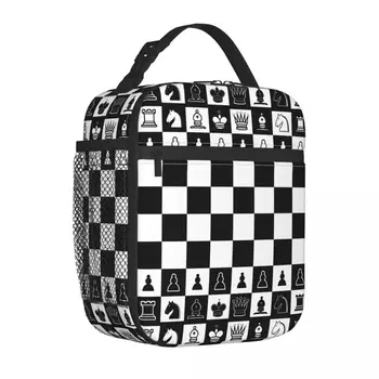 Настольная игра в шахматы, Термоизолированная сумка для ланча, офисная черно-белая шахматная доска, Переносная коробка для бенто, Термос-холодильник для ланча