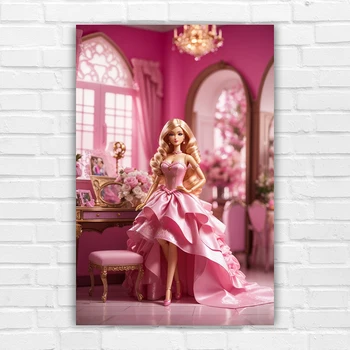 Винтажный плакат Barbi Эстетичный Розовый Милые девушки Современная Картина на холсте Абстрактная Картина для настенного искусства Декор домашней комнаты Cuadros