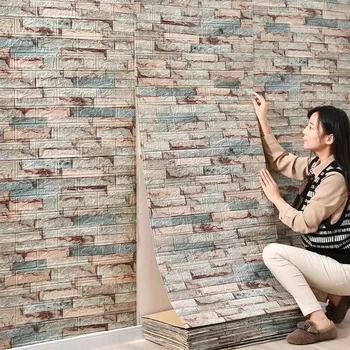 3D наклейки на стену с имитацией кирпича Самоклеящиеся обои Кухня Спальня сплошная наклейка на стену Украшение гостиной