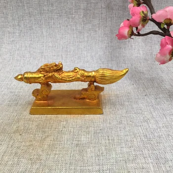 Скульптурные украшения ручной работы в виде пера дракона с бронзовым и золотым покрытием для коллекций культуры и развлечений